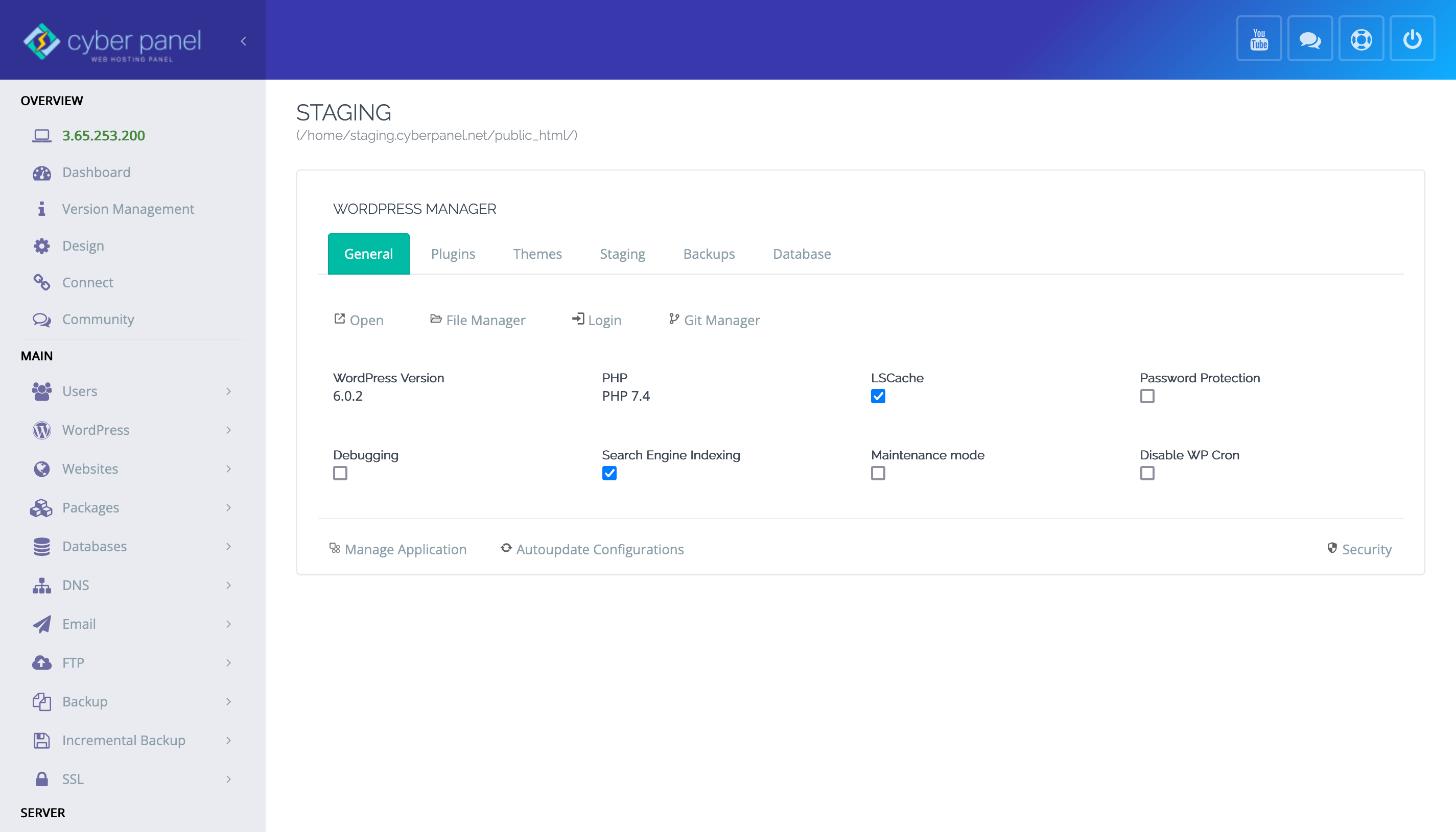Cyberpanel Wordpress Manager 1