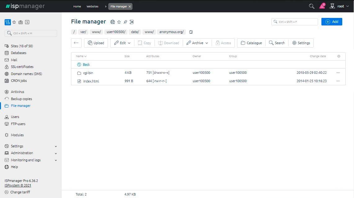 Ispmanager En Filemanager